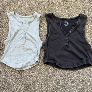 EST PAC Gray and Black Sleeveless Henley Tops size xs and xxs
